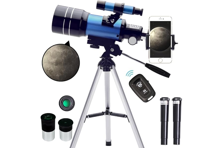ToyerBee Telescope for Adults & Kids, 70mm Aperture (15X-150X) Portable Refractor Telescopes for Astronomy Beginners, 300mm Professional Travel Telescope with A Smartphone Adapter& Wireless Remote product image