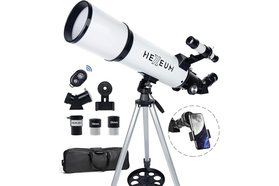 Koolpte Telescope 80mm Aperture 600mm - Astronomical Portable Refracting Telescope Fully Multi-Coated High Transmission Coatings AZ Mount with Tripod Phone Adapter, Wireless Control, Carrying Bag. product image