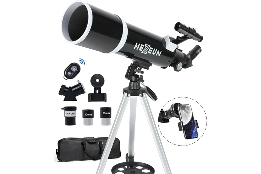 Telescope for Adults & Beginner Astronomers - 80mm Aperture 600mm Fully Multi-Coated High Transmission Coatings with AZ Mount Tripod Phone Adapter, Carrying Bag, Wireless Control. product image