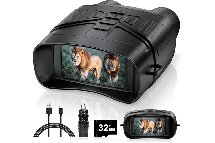 HEXEUM Night Vision Goggles - 4K Night Vision Binoculars for Adults, 3'' HD Screen Binoculars can Save Photo and Video with 32GB TF Card, Black, NV4000 product image