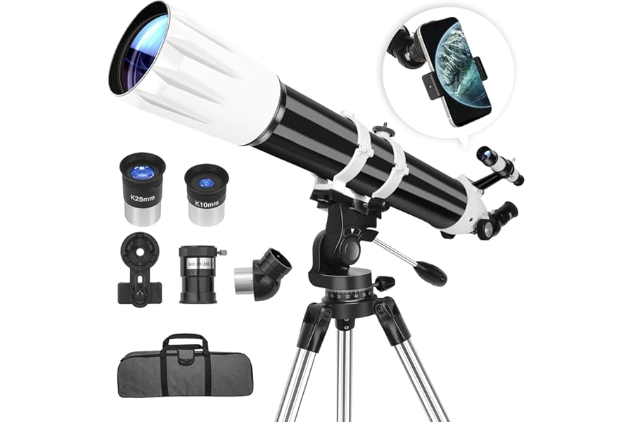 Telescope, 90mm Aperture 900mm Astronomical Refractor Telescope for Adults High Powered - Multi-Coated Professional Telescopes for Astronomy Beginners with AZ Mount, Portable Carry Bag, Phone Adapter product image
