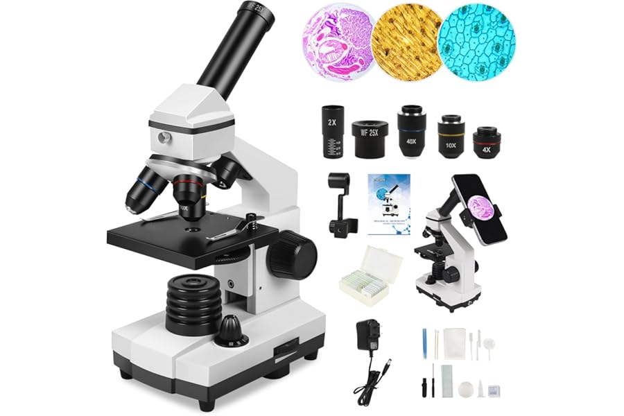 Microscope for Adults Professional:Compound Microscope for Kids 8-12,100X-2000X Kids Microscope Kit with Prepared Microscope Slides and Covers,Plant Stereo Microscopes for Kids Homeschool Lab product image