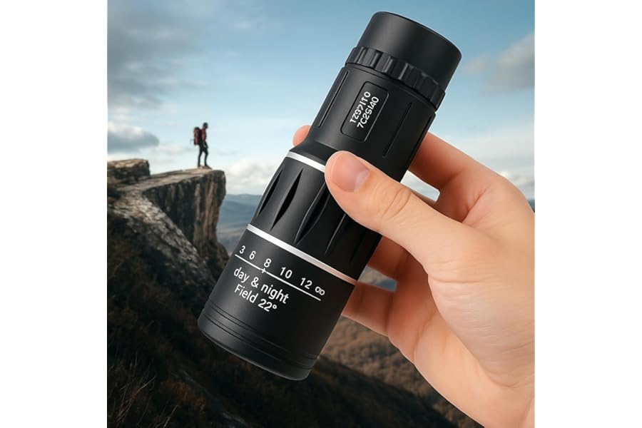 High Powered Monocular 12x52 - HD BAK4 Prism Waterproof for Men Women, Hunting Hiking Travel (Black) product image