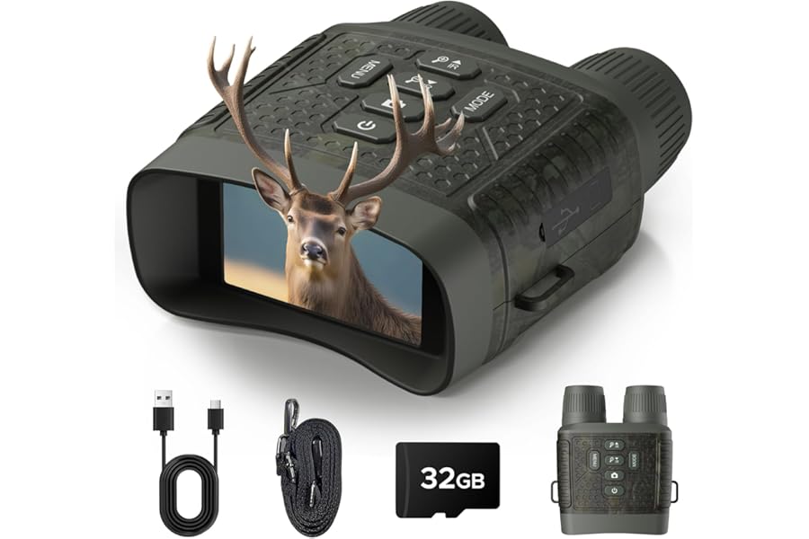 4K Night Vision Goggles, Night Vision Binoculars for Adults, 10X Zoom & 5000mAh Battery, 32GB Card Included, Infrared Vision, Tech Gadgets Telescope for Outdoor, Camping & Security product image