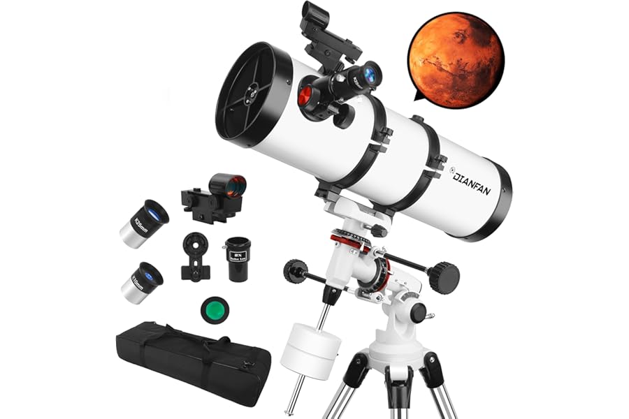 Telescope 150EQ Astronomical Professional Telescope for Adults High Powered, Manual Equatorial Reflector Telescopes for Beginners with Phone Adapter, Moon Filter, Stainless Tripod - with Carrying Bag product image