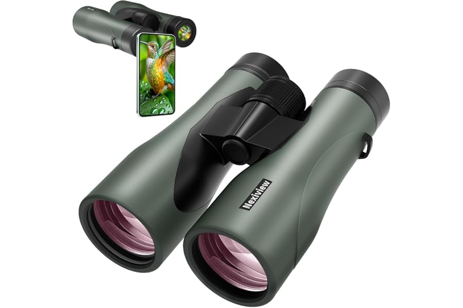 Nexiview 15x52 HD Binoculars for Adults High Powered - Large & Bright View, Lightweight, IPX7 Waterproof-Binoculars for Hunting Bird Watching Travel,Hiking, Travel, Cruise, Sports with Phone Adapter product image