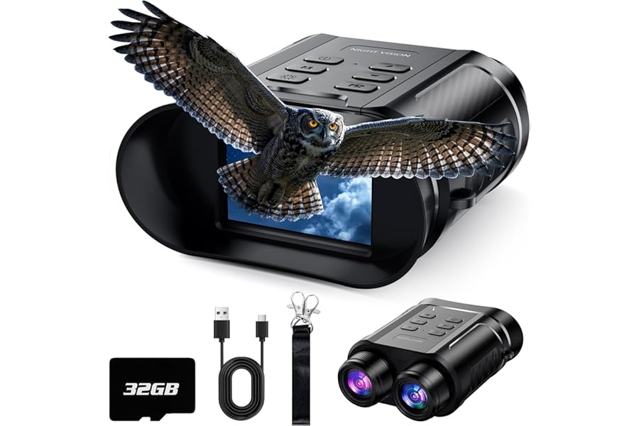 Birthday Gifts & Night Vision Goggles - 5W Upgraded 4K HD IR Binoculars - 8X Digital Zoom/Rechargeable Battery/32GB Card/Flashlight, Camping Exploration Gifts for Men Dad Husband Boy Friend product image