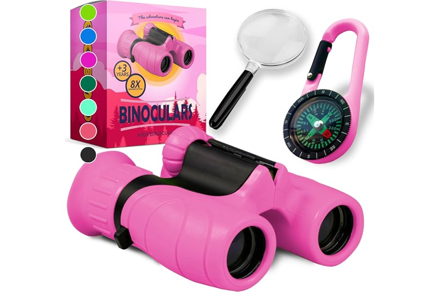 Binoculars for Kids – Perfect Toy for Little Boys and Girls – Extensive Set Incl. Magnifying Glass & Compass – Powerful Magnification 8X21 – 3 to 12 Year Old Kids for Toddler product image