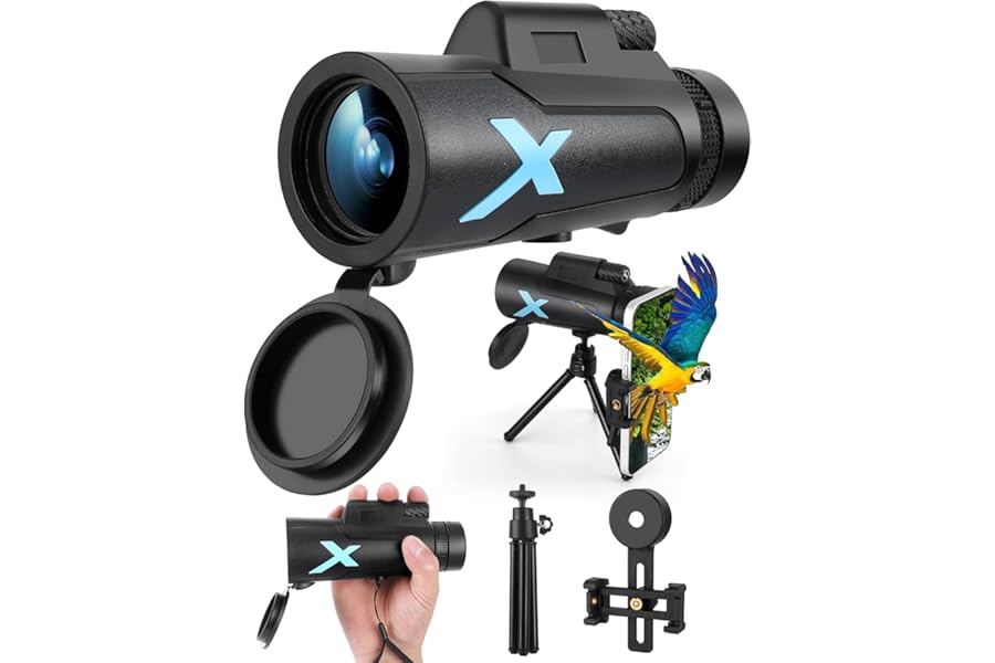 12x50 High Power HD Monocular Telescope with Phone Adapter & Tripod, Waterproof Compact Monocular for Bird Watching, Hiking, Camping - Clear Low Light Vision product image