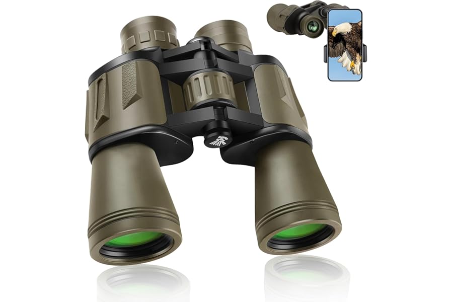 20x50 Binoculars for Adults High Powered, Military Compact HD Waterproof Binoculars with Low Light Vision for Bird Watching Travel Hunting Football Games Stargazing with Carrying Case and Strap(Mud) product image