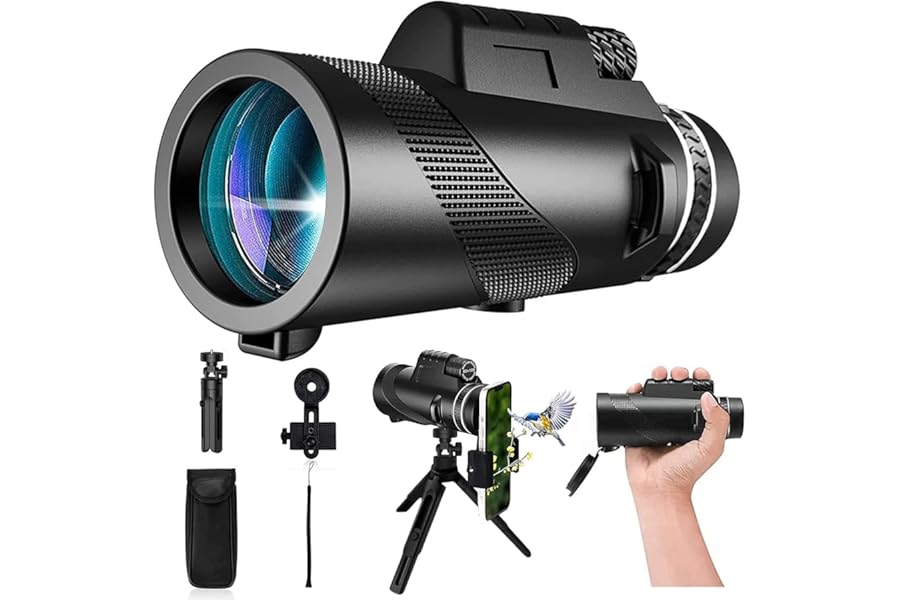 Monocular-Telescope 80x100 High Powered Monoculars High Definition for Adults High Powered with Smartphone Adapter Telescope Hunting Wildlife Bird Watching Travel Camping Hiking-Black product image