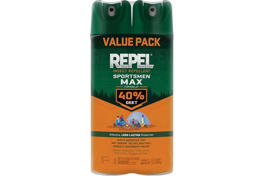Repel Insect Repellent Sportsmen Max Formula 40% DEET, 2-6.5 Ounce Aerosol Cans, 2 Pack, Long-Lasting Aerosol Insect Repellent Spray Repels Mosquitoes, Ticks, Gnats, Biting Flies, Chiggers And Fleas product image