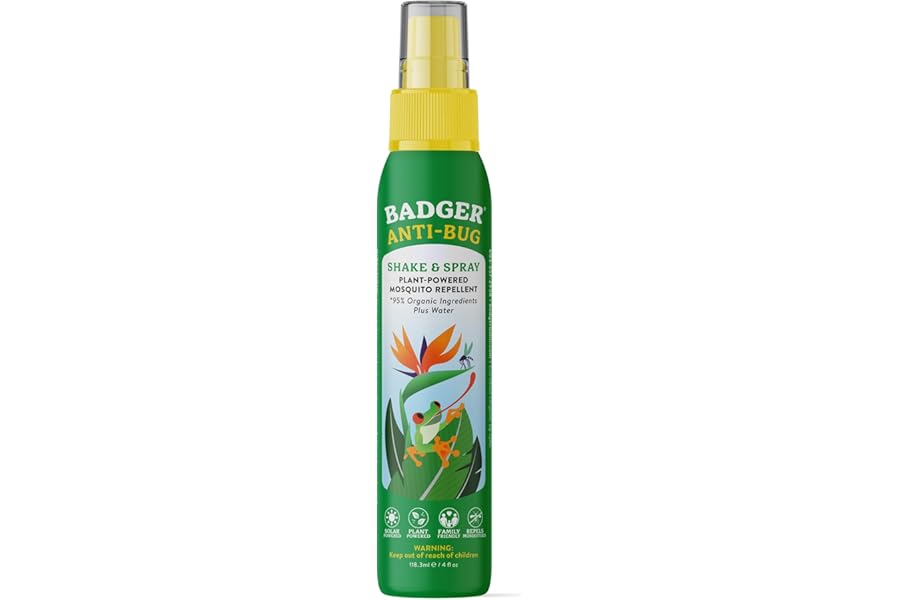 Badger Bug Spray, 3-Hour DEET-Free Mosquito Repellent, Family Friendly, Citronella & Organic Essential Oils, Natural & Vegan Insect Repellent Spray, 4 fl oz Aluminum Bottle product image