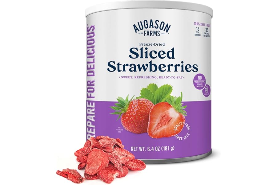 Augason Farms Freeze Dried Sliced Strawberries Can, Emergency Food Supply, Everyday Meals, 18 Servings product image