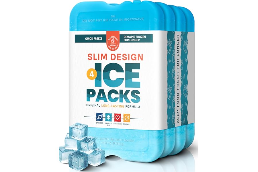 Healthy Packers Ice Packs for Lunch Boxes & Coolers - Freezer Packs - Original Cool Pack | Cooler Accessories for Beach, Camping & Fishing | Slim & Long-Lasting Reusable Ice Pack for Cooler product image
