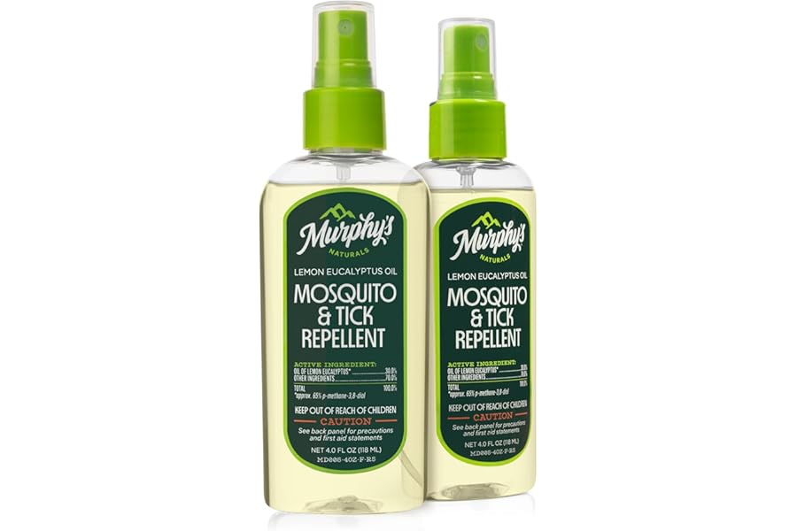 Murphy's Naturals Mosquito & Tick Bug Repellent Spray, Oil of Lemon Eucalyptus for Skin + Outdoor Gear, 4 Ounce Pump, 2-Pack product image