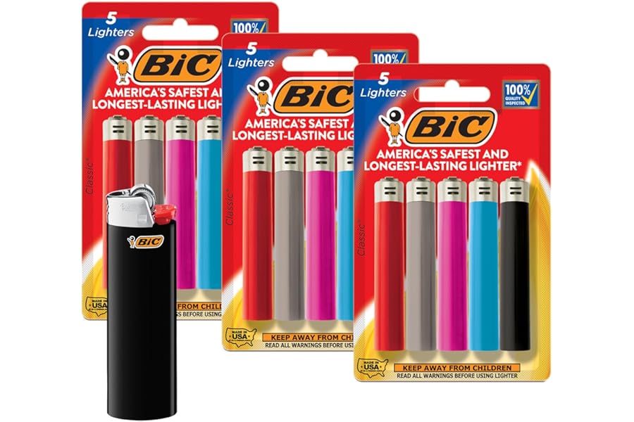 BIC Maxi Pocket Lighters, Reliable Candle Lighters for Holiday Festivities, Assorted Colors, 15-Pack (Colors May Vary) product image