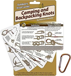 Outdoor Knots Pocket Guide - Waterproof Knot Tying Cards with Mini Carabiner, 22 Rope Knots for Camping, Backpacking, Scouting and Bushcraft product image