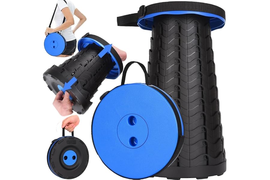 Fishboy Upgraded Collapsible Stool, 400lbs Max Weight, Lightweight But Sturdy, Portable Retractable Folding Telescoping Foldable Camping Stool for Adults Outdoor Fishing Hiking BBQ product image