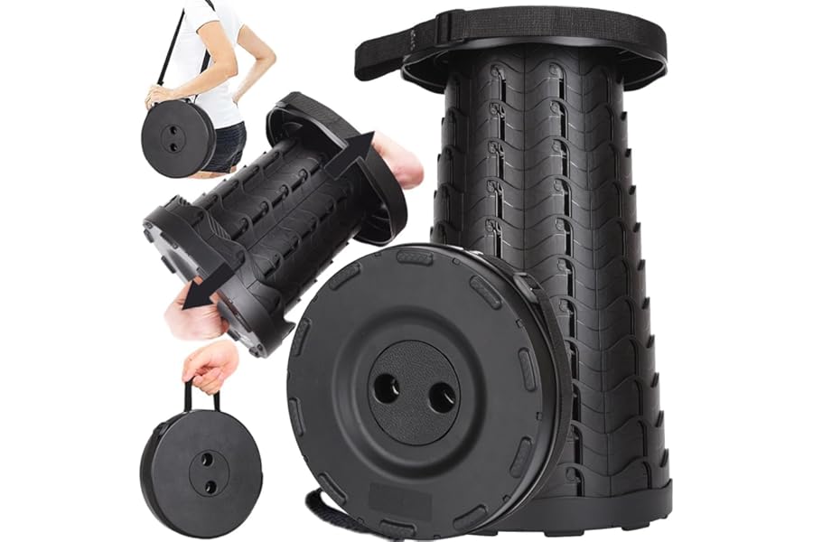 Fishboy Upgraded Collapsible Stool, 400lbs Max Weight, Lightweight But Sturdy, Portable Retractable Folding Telescoping Foldable Camping Stool for Adults Outdoor Fishing Hiking BBQ product image