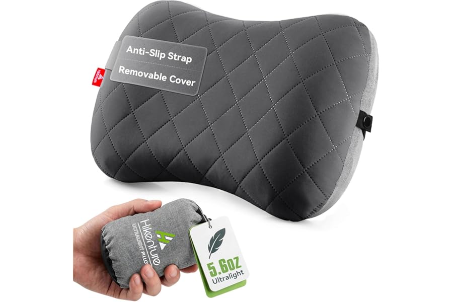Hikenture Camping Pillow with Removable Cover - Ultralight Inflatable Pillow for Neck Lumbar Support - Upgrade Backpacking Pillow - Washable Travel Air Pillows for Camping, Hiking, Backpacking product image
