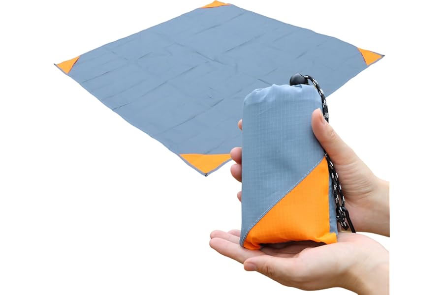 Orga'Neat Pocket Picnic Blanket, Sandproof Lightweight Pocket Camping Tarp, 55″x 60″ Foldable & Fits into Small Bag, Water Resistant Washable Quick Dry Compact Beach Mat for Outdoor Recreation product image