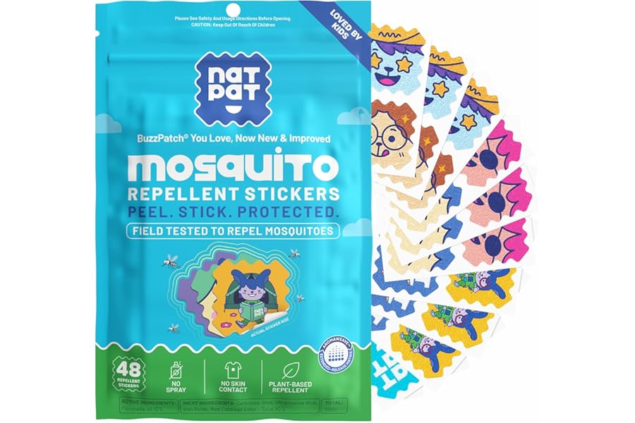 NATPAT Buzz Patch Mosquito Patch Stickers for Kids - Plant Based Ingredients, Non-Toxic - The Original All Natural Citronella Essential Oil Insect Patch, DEET Free, for Toddlers, Kids (60 Pack) product image