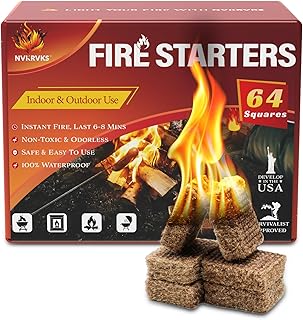 Fire Starter, Easy-Burning Fire Starter Squares for Wood Stoves, Campfires, Grill Pit and Fireplace, Natural & Waterproof BBQ Fire Starters, 64 Mini Square product image