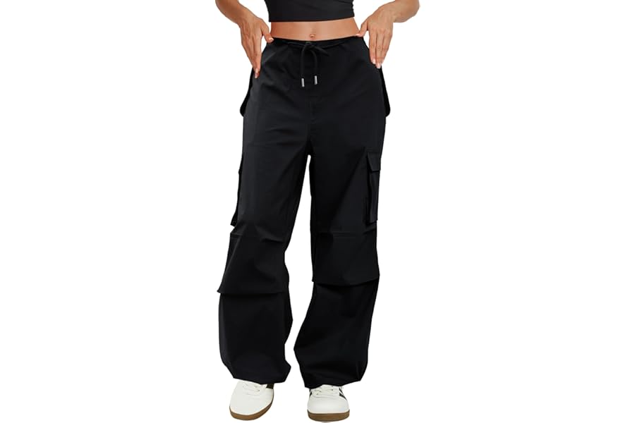 COPYLEAF Cargo Pants Women Low Waisted Parachute Pants with Pockets Loose Baggy Hiking Pants Y2K Clothes product image