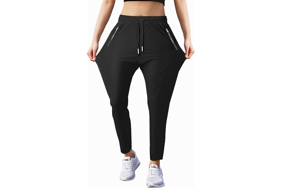 Hidkat Women's Outdoor Hiking Pants Lightweight Breathable Quick Dry Stretchy Running Athletic Pants with Zipper Pocket product image