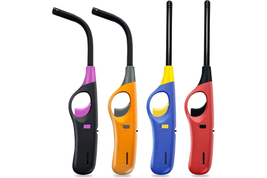 4 Pack Candle Lighter Long Lighters, Refillable Butane Lighters for Candle Camping Fireplace Party BBQ Grill(No Fuel) product image