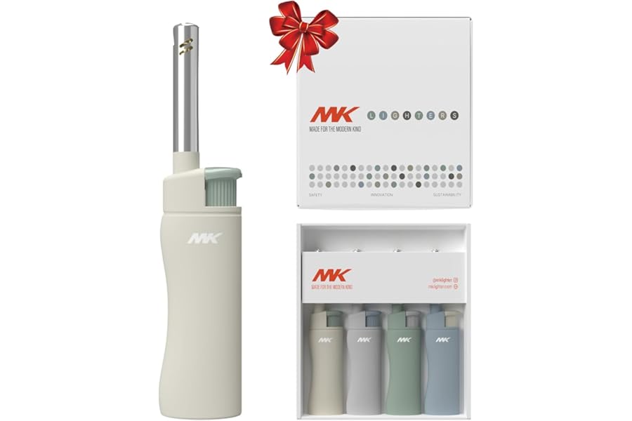 MK Candle Lighter, Butane Refillable Wind-Resistant Flame, 4-Pack for BBQ, Camping, Outdoor Use (Earthy-4PC) product image