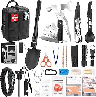 Gifts for Men Christmas Dad, Survival Kit, 150 PCS Survival Gear and Supplies Equipment with Trauma Bag, Molle Pouch Emergency Kit for Outdoor Camping, Hunting, Car, Home, Earthquake, Adventures product image