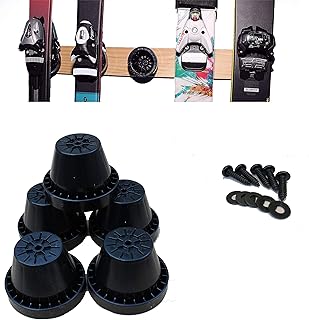 Button Ski Hanger 5-Pack, 5 Individual Fixtures To Safely Store 5 Pairs Of Alpine Skis Of Any Shape Or Size (Rockers, Carvers, Racers, Kids) To Make A Wall Or Floor Ski Storage Rack product image