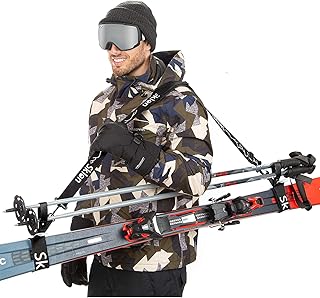 Sklon Ski Strap and Pole Carrier | Avoid the Struggle and Effortlessly Transport Your Ski Gear Everywhere You Go | Features Cushioned Shoulder Sling | Great for Families - Men, Women and Kids - Black product image
