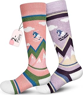 unenow Merino Wool Ski Socks Kids 2 Pairs, Winter Warm Snowboarding Thermal Socks for Boys Girls Toddlers product image