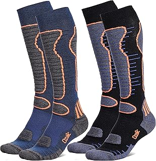Merino Wool Ski Socks Mens Womens 2 Pairs for Skiing, Snowboarding, Thermal Knee High Winter Warm Sports Performance Socks product image