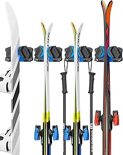 Skifavs Ski & Snowboard Wall Rack, Ski Wall Mount & Ski Rack Wall Mount for Garage Space-Saving, Winter Gear Organizer, Fits Any Ski or Snowboard, Nonslip Ski Holders, Garage Organization, 4 Pack product image