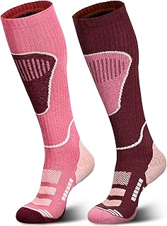 Merino Wool Ski Socks 2 Pairs, Thermal Knee High Warm Socks for Snowboarding, Hiking, Cold Weather, Snow, Hunting product image