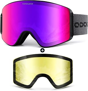 Odoland Ski Goggles with Detachable Lens, Frameless Interchangeable Lens Anti-Fog 100% UV Protection Snowboard Snow Goggles product image