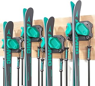 Ski & Snowboard Wall Rack for Garage Wall Fits Any Ski/board, Ski Wall Mount Holders Damage-Free Storage Rack, Garage Organization Space-Saving Winter Gear Organizer, Green, 4 Pack product image