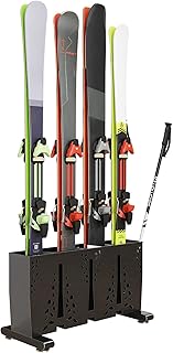 Heavy Duty Metal Ski Storage Rack, 4 Pair Freestanding Steel Ski Holder, Floor Stand Ski Organizer Rack, Snowboard Floor Stand Organizer for Garage and Home product image