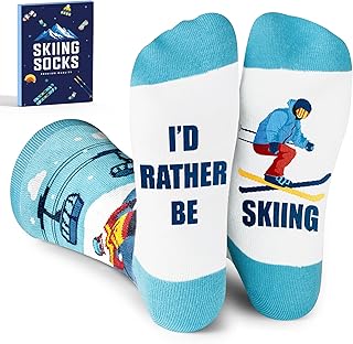 VICRAZY Funny Skiing Socks for Men - Christmas Gift, Ski Accessories, Ski Lover Gifts, Stocking Stuffers for Skiers product image
