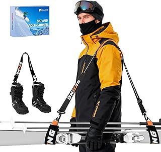 Mellbree Ski Strap, Skis and Poles Carrier for Easy Transportation of Your Clipstick Skiing Accessory/Pole/Skimate/Boot, Skier Gift Adjustable Size Comfortable Walking to and From the Mountain product image