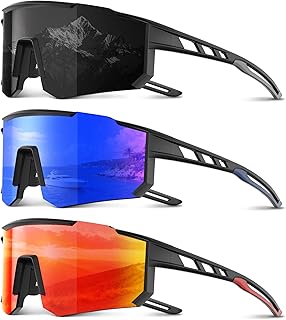 3 Pack Polarized Sports Sunglasses Men Women, Running Mens Sunglasses UV Protection for Baseball Cycling Fishing product image