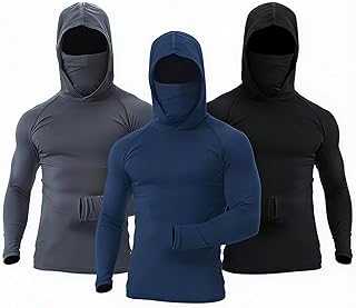 3 Pack Men's Fishing Hoodie with Face Cover - Quick Dry Long Sleeve Performance Tee for Outdoor Sports & Yard Work product image