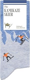 The Kamikaze Skier Socks – Funny Ski Socks - Funny Gifts for Men – 1 x Pair, Size 8-13, Blue & Grey - Fun Gifts for Ski Lovers product image