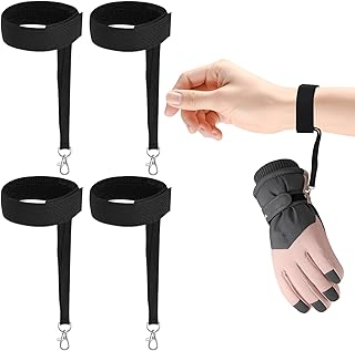 4Pcs Sports Winter Ski Gloves Elastic Wrist Strap, Snowboarding Accessories for Men, Safety Straps Supplies with Keychains for Mountaineering Snowboarding Outdoor Activities product image