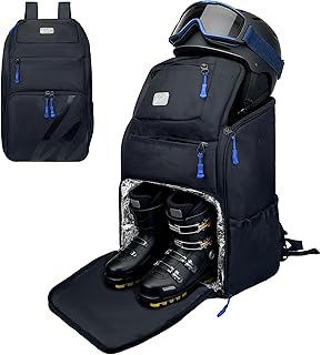 WOLT Ski Boot Bag Backpack,Waterproof Snowboard Gear Backpack,Ski Travel Backpack for Helmet Goggles Gloves&Accessories 50L Black product image