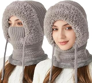 3 in 1 Beanie Hat with Scarf and Mask,Beanie Hat for Women,Winter Warm Knitted Ski Scarf&Mask Set,Face Cover&Neck Gaiter(1pc) product image